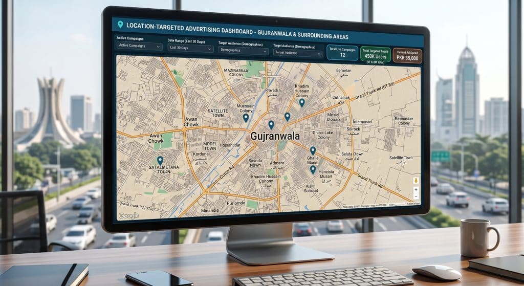 Local audience targeting for social media services in Gujranwala